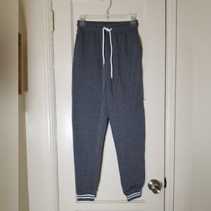 J & K S gray sweatpants jogger white stripe banded ankle